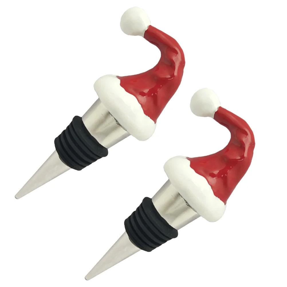 

Stopper Bottle Stoppers Christmas Decorative Beverage Saver Cork Holiday Plug Santa Eye Toppers Vintage Sealer Metal Catching
