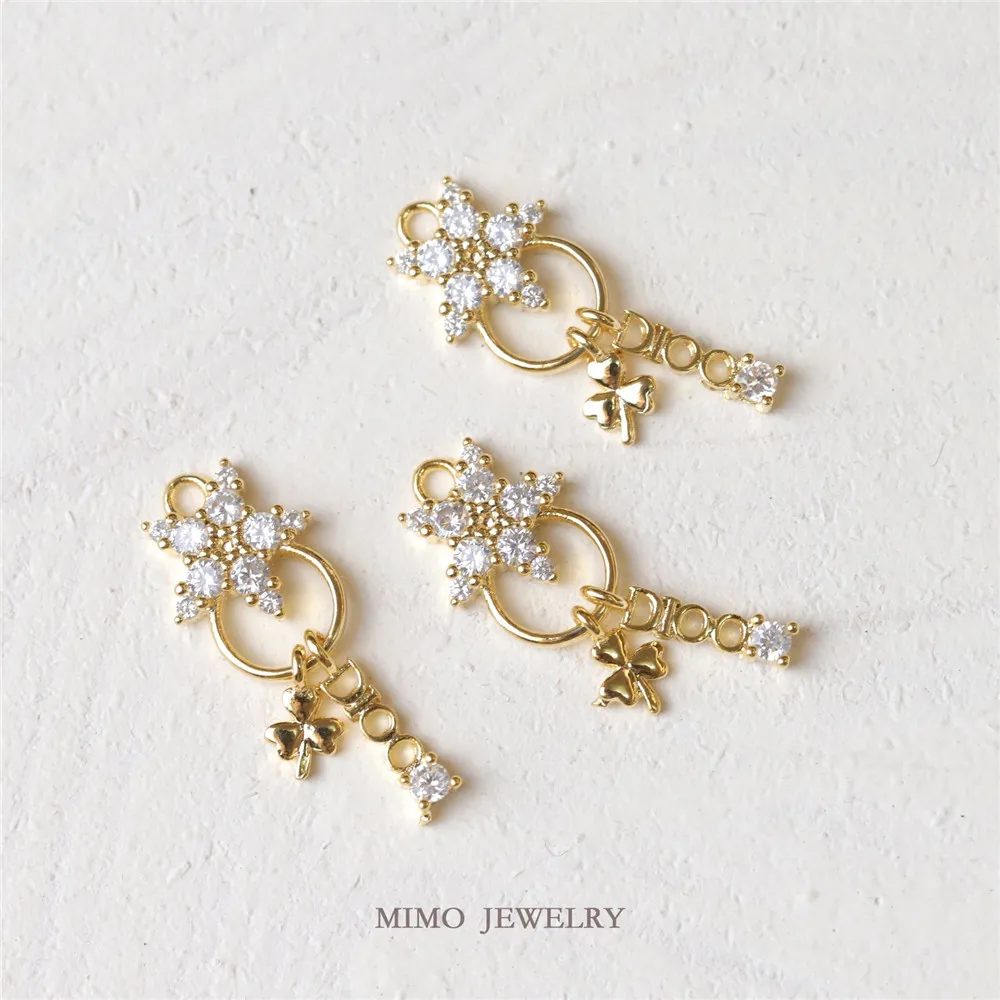 

Microinlaid Zircon Star Letter Charm Pendants 14K Real Gold Plated Brass Jewelry Making Supplies Diy Accessories M-350