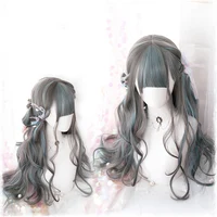 Long Curly Big Wave Synthesis Hair Wig Cosplay Lolita Ombre Colorful Hair Wig With Bangs Halloween Wig For Women
