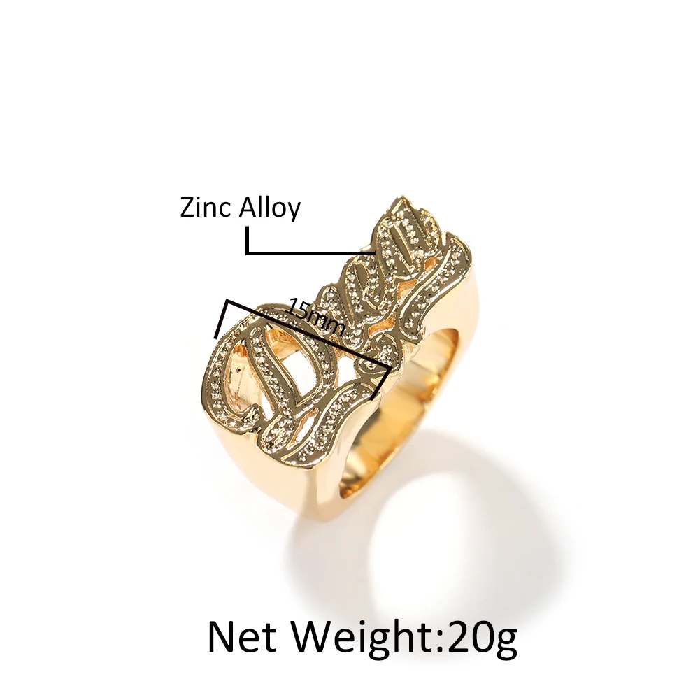 Uwin Custom Name Ring Vintage Jewelry Accessories Personalized 3D Embossed Ring Matching Couple Stuff