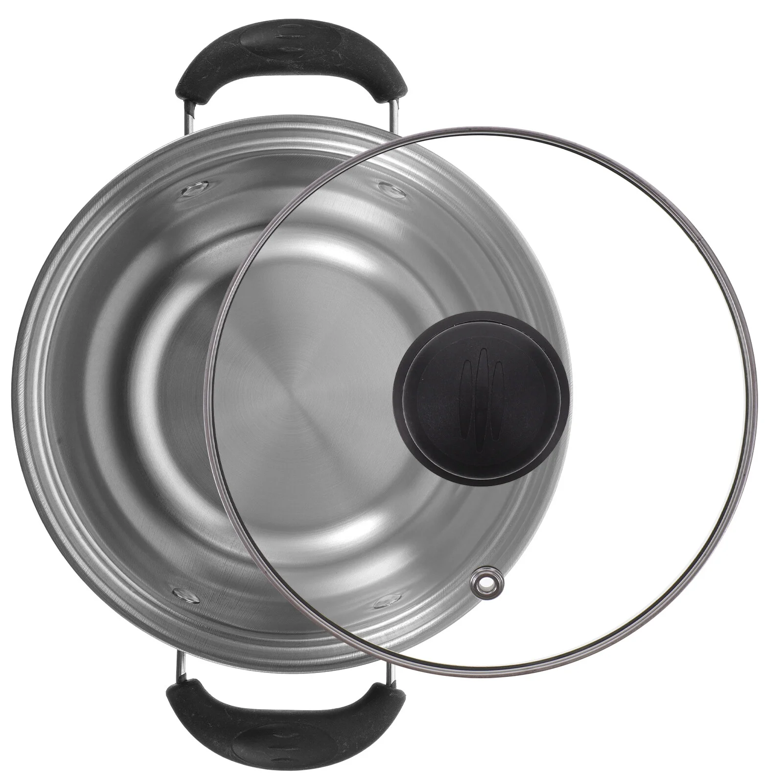 

1pc Stainless Steel Soup Pot Multifunctional Pot Practical Hot Pot with Glass Lid