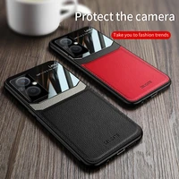 keysion fashion case for oppo reno7 z 5g 7 pro 5g pu leather mirror glass shockproof phone back cover for find x5 pro x5 lite