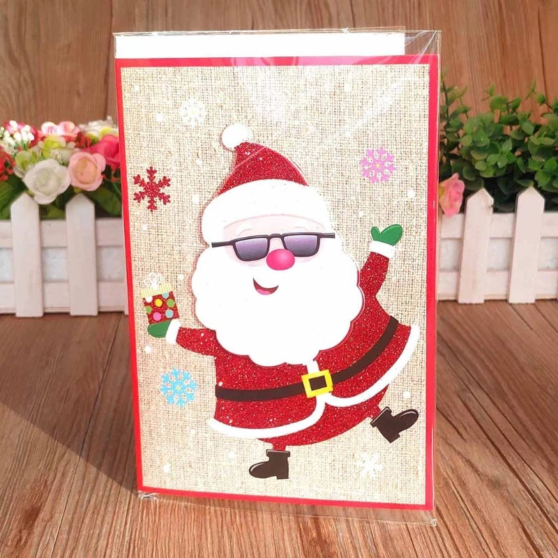 

2022 New Hot Merry Christmas Greeting Card with Music Postcards Invitations New Year Cards Xmas Party Gift for Kids