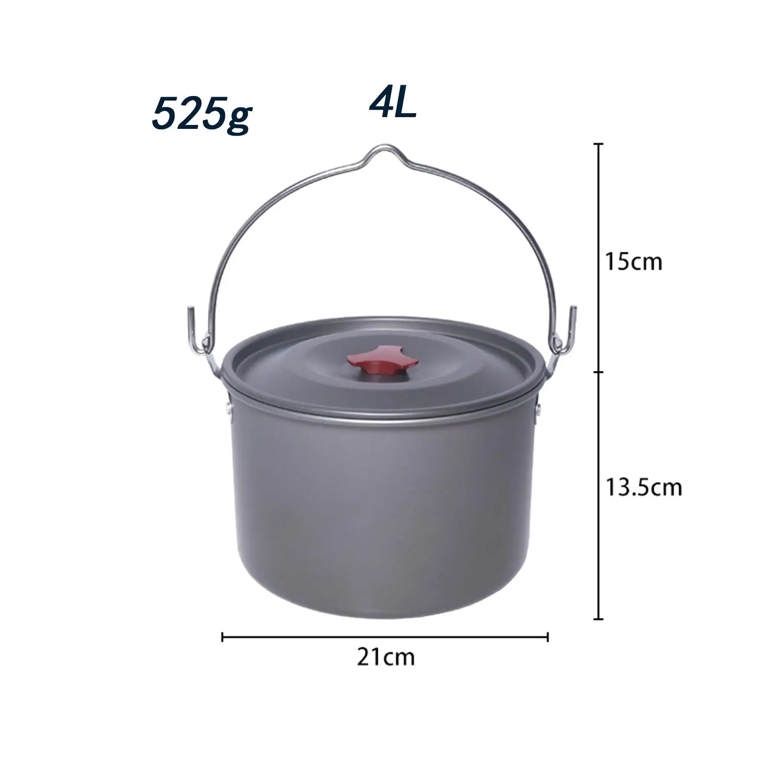 Походная подвесная кастрюля для кемпинга алюминиевая большая емкость с крышкой