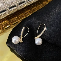 korean earrings fashion ins style niche simple micro inlaid zircon pendant pearl earrings for women 2020 jewelry wedding party