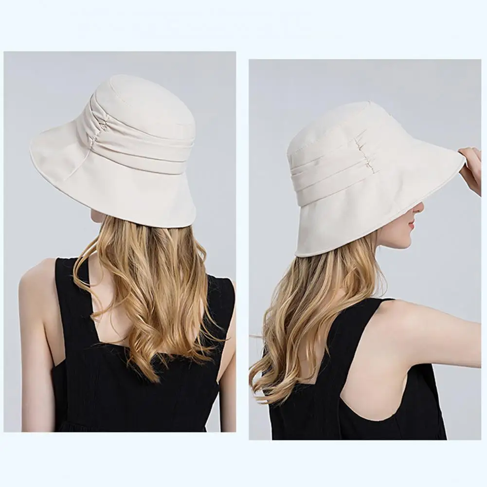 

Шляпа модная плиссированная декоративная Солнцезащитная Панама шляпа дышащая моющаяся женская шляпа