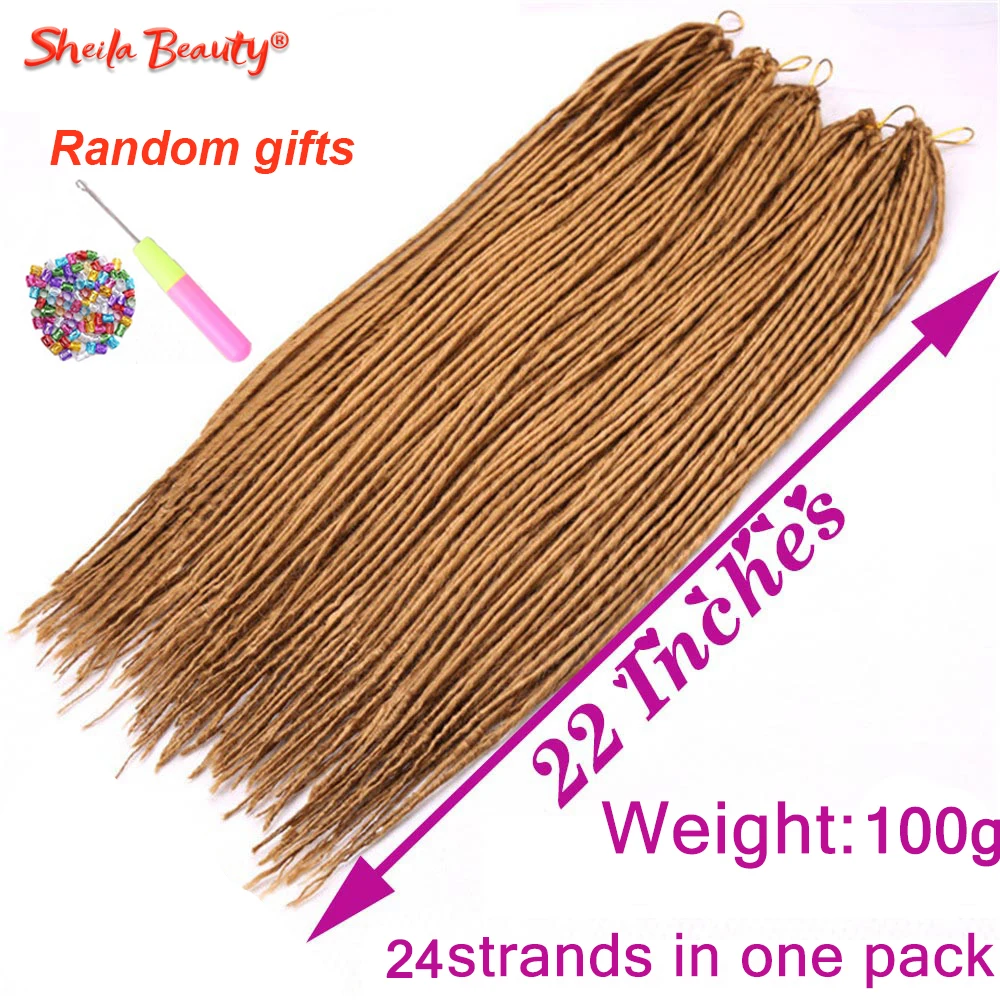 Soft Dreadlocks Synthetic Hair Extensions 22" Ombre Crochet Braids Single Twist Ends Dread Braiding Hair for Women Pink Brown images - 6