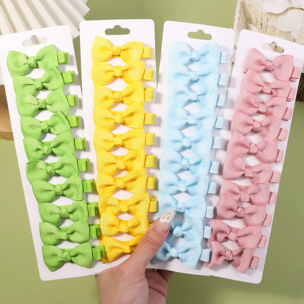 

10Pcs/Set 2'' Solid Color Bows Hair Clips For Kids Girls Mini Grosgrain Ribbon Bowknots Safe Hairpins Headwear Hair Accessories