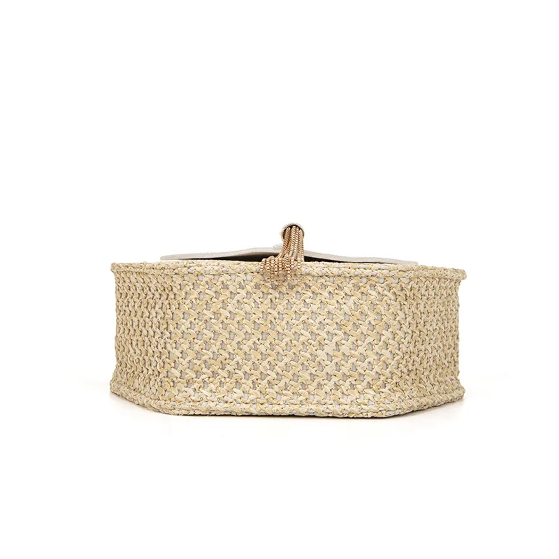 2024 Новинка! Женская маленькая соломенная сумка. Шикарная ромбовидная цепочка.