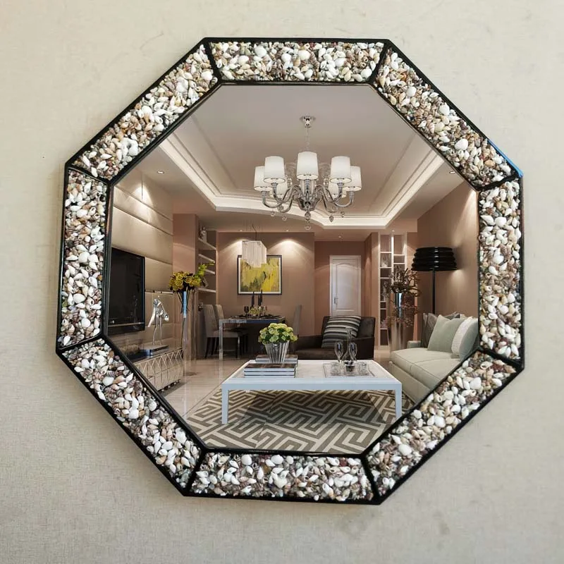 

Vintage Makeup Bathroom Mirror Wall Decor Macrame Design Ground Wall Mirror Gold Metal Frame Espejo Redondo Black Room Decor