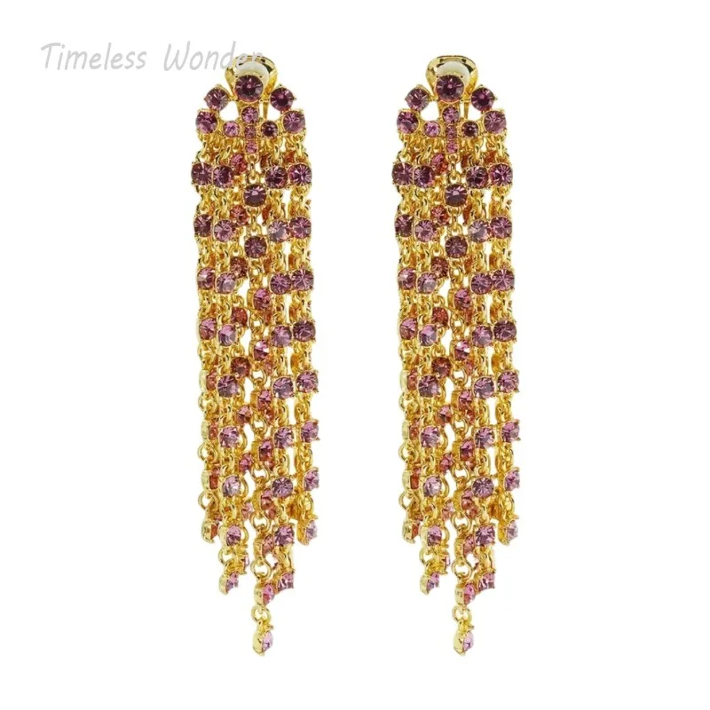 Женские серьги-клипсы с кристаллами в стиле панк