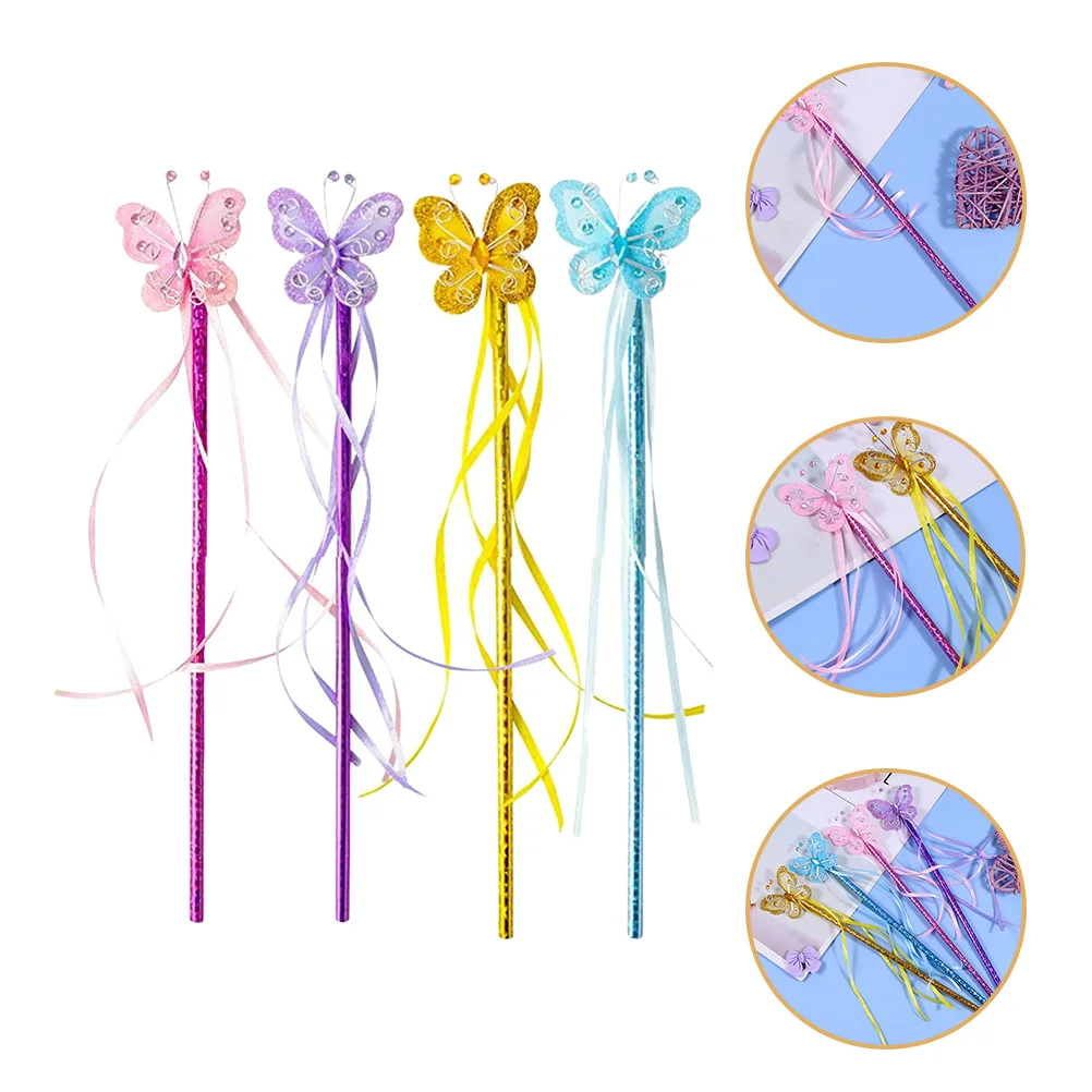 

4 Pcs Juguetes Para Streamer Wands Party Streamers Stick Easter Fairy Birthday Party Supplies Bridesmaid Wands