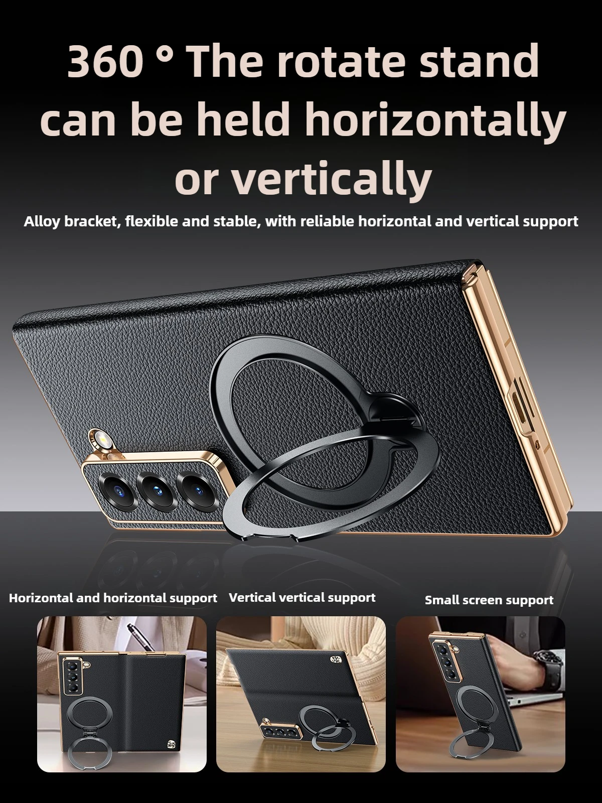 Фото Вращающаяся подставка для Samsung Z Fold 7 5, чехол из натуральной кожи SAM W26, магнитный кожаный чехол с полным покрытием для Samsung Z Fold5 №4