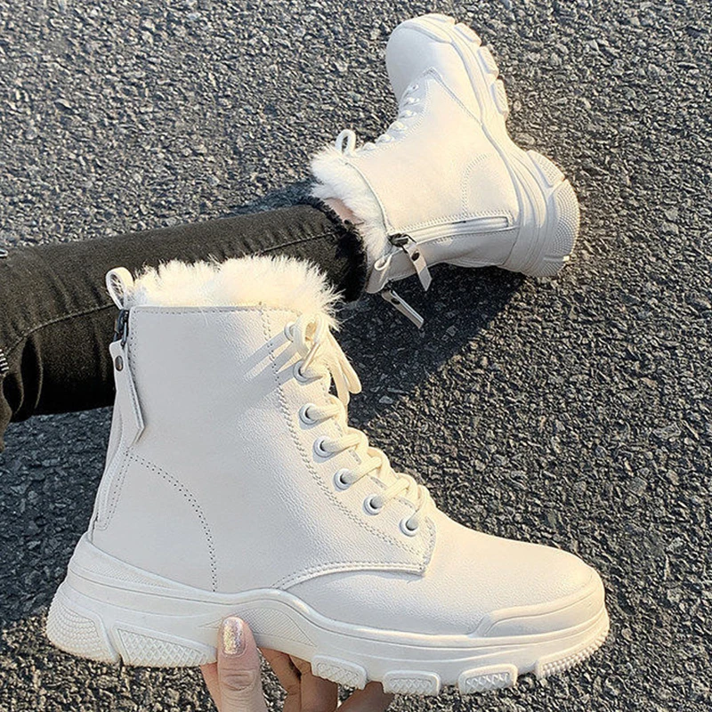 

2022 boots Women's new winter snow boots Plush cotton shoes Platform soft soled boots Women's zipper non slip winter boots