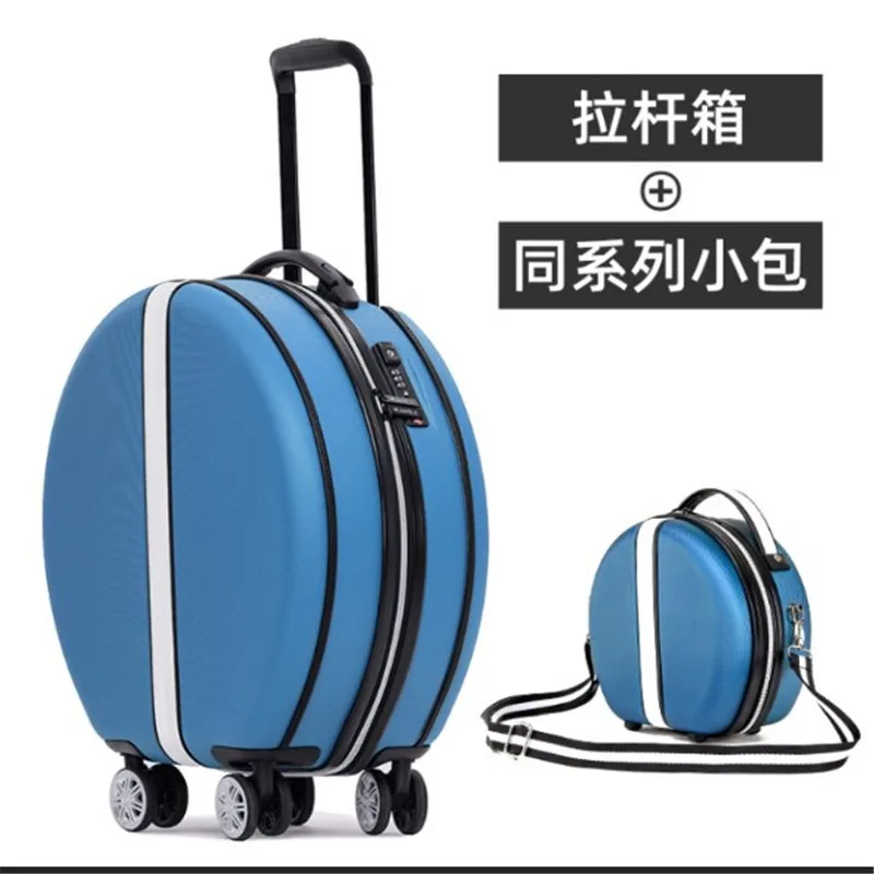 KLQDZMS Fashion Suitcase Female INS Net Red Luggage Round Trolley Case Universal Wheel 18 Inch Boarding Case Cosmetic Case