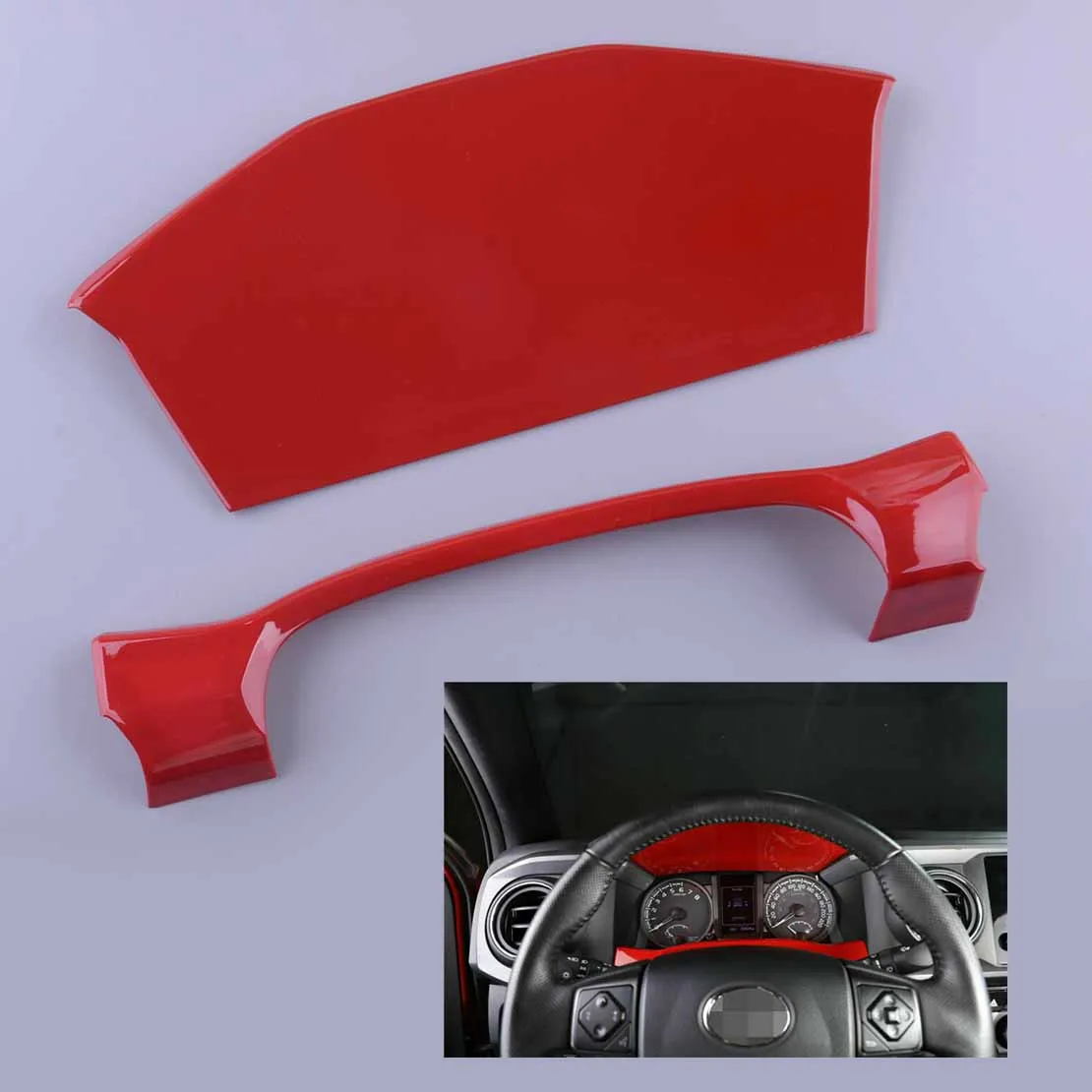 

DWCX Car Interior Dashboard Cover Trim Sticker Frame Set Decoration Fit For Toyota Tacoma 2021 2020 2019 2018 2017 2016 Red