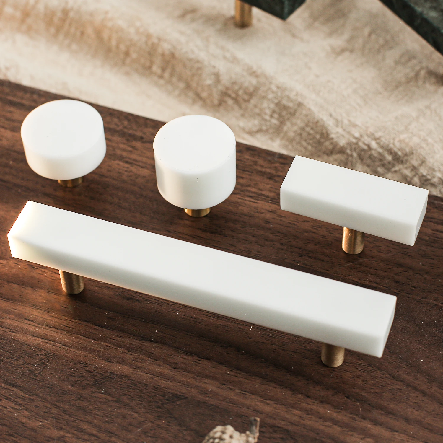 

SAILANKA Marble Brass Stone Furniture Handles Modern White Green Round Pulls Cupboard Wardrobe Home Dresser Drawer Cabinet Knobs