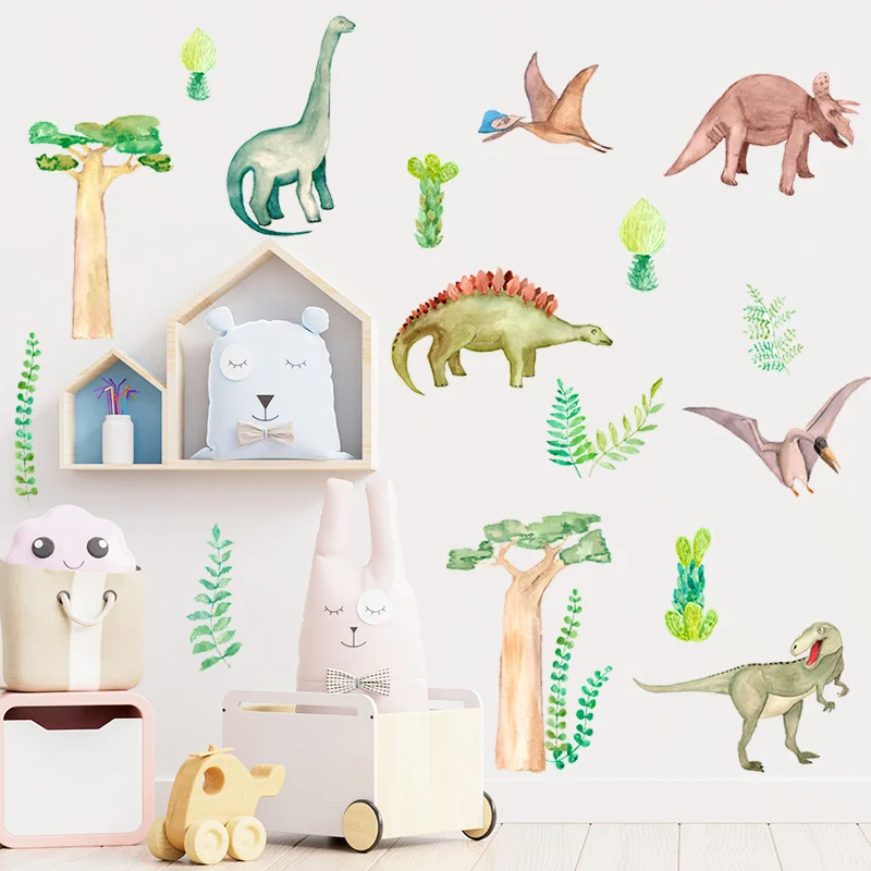 

Новый мультяшный маленький динозавр, зеленая планка, спальня, гостиная, крыльцо, домашнее настенное украшение, настенные наклейки, самоклея...