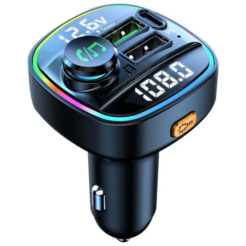 

Автомобильный радиопередатчик, автомобильный беспроводной адаптер USB C 5,0, FM-передатчик для автомобиля, беспроводной музыкальный плеер, FM-пе...