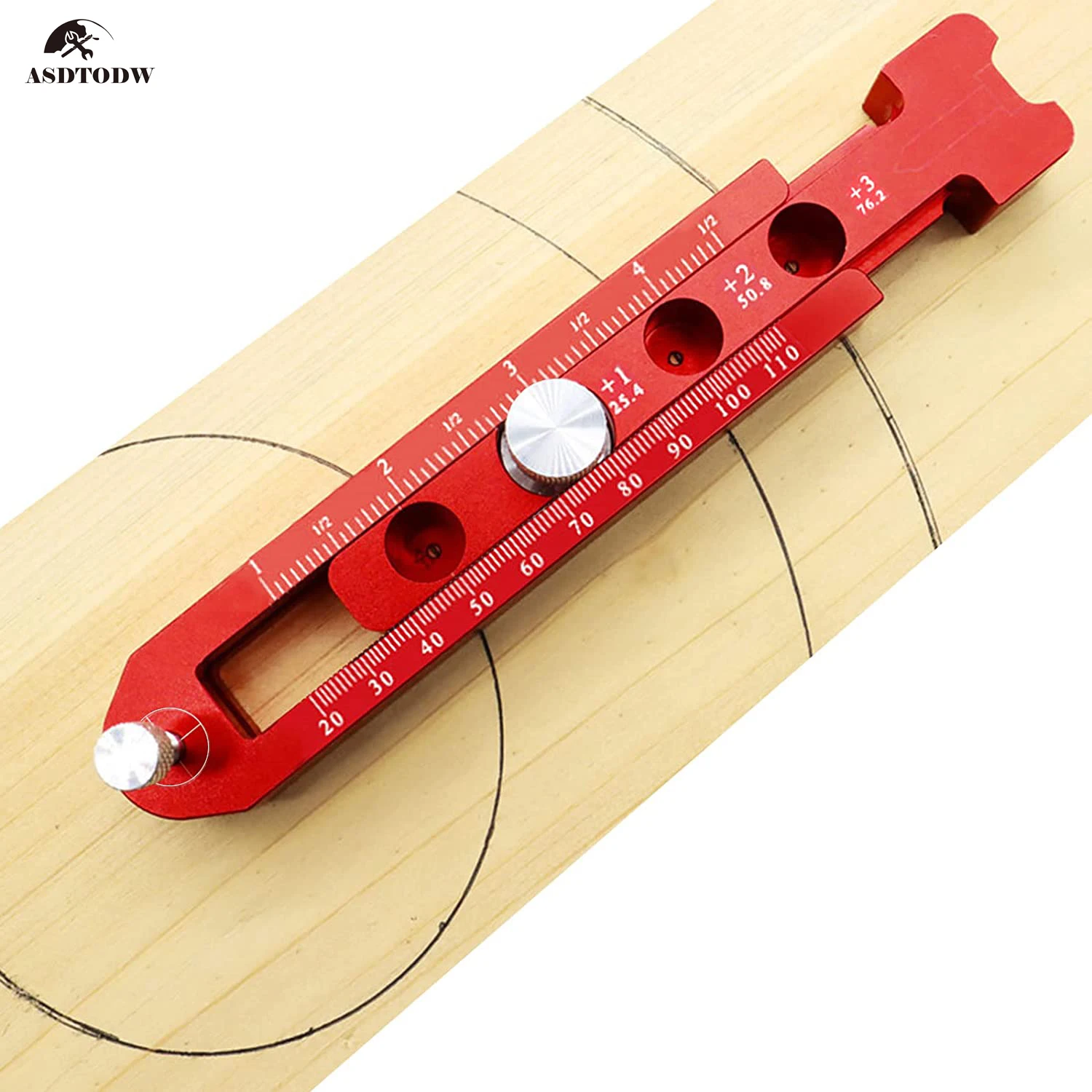 

Aluminum Alloy Fixed-point Marking Gauge Woodworking Compass Scriber Metric/British Adjustable Round Drawing Circle Ruler