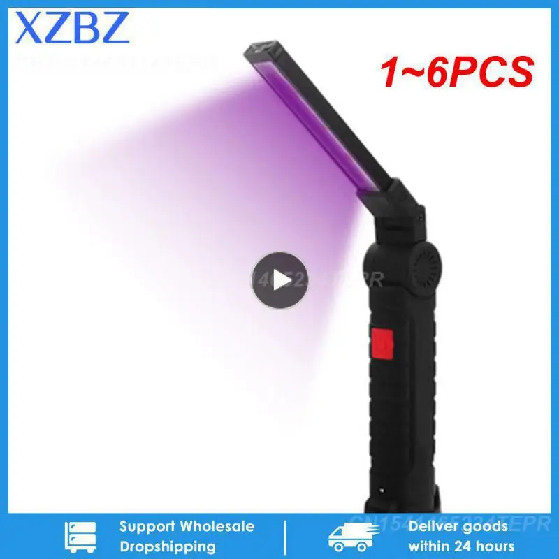 

Портативный фонарик со встроенным аккумулятором, 1-6 шт., многофункциональный складной рабочий Магнитный светильник на 360 °, подвесной светильник для кемпинга и работы