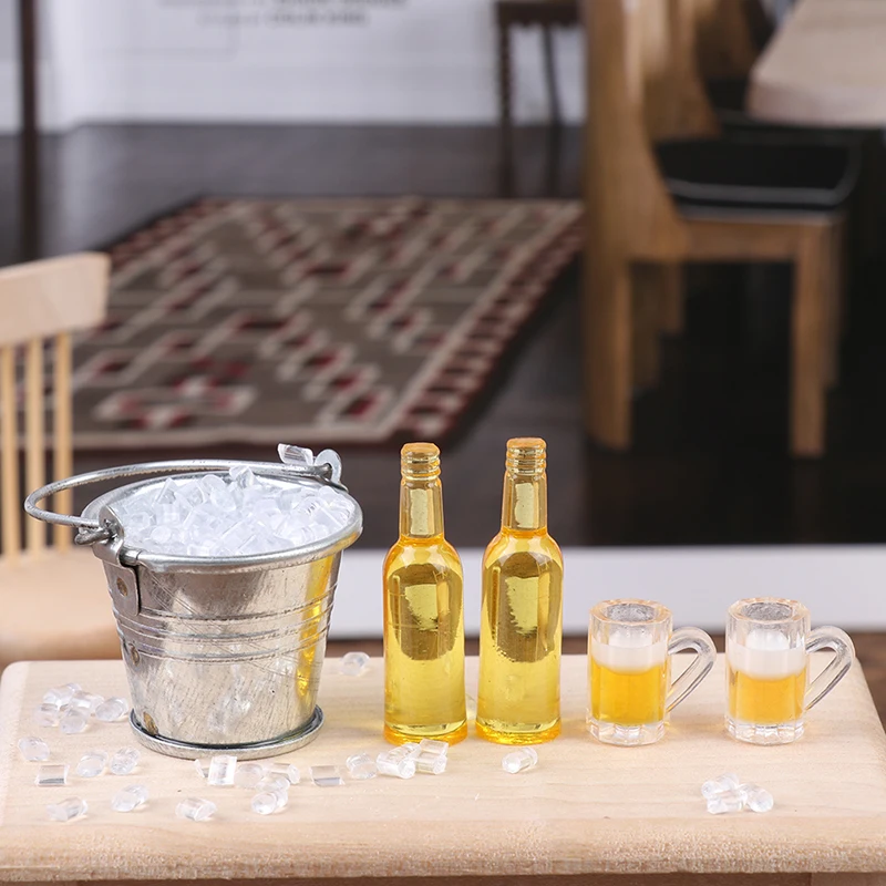 1 комплект 1/12 Миниатюрные аксессуары для кукольного домика мини-ведро бутылки