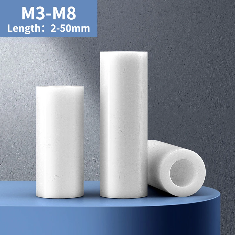 

Plastic ABS Isolation Column Pad Height Nylon Hollow Thickening Gasket Screw Casing Threadless Gasket Column WhiteM3 M4 M5 M6 M8