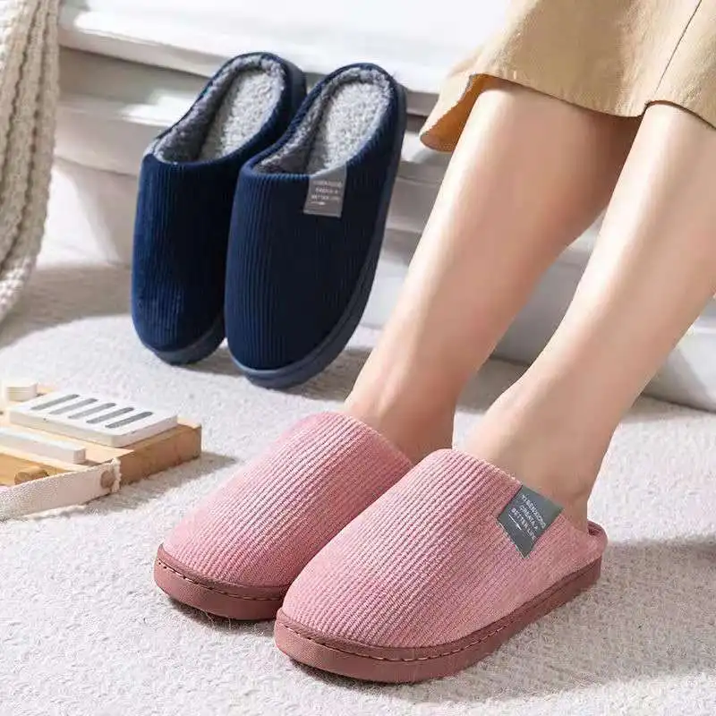 

2022 Wholesale New Winter Cotton Slippers Women Couple Thick Bottom Warm Slippers Men Home Indoor Non-slip Fur Cotton Slippers