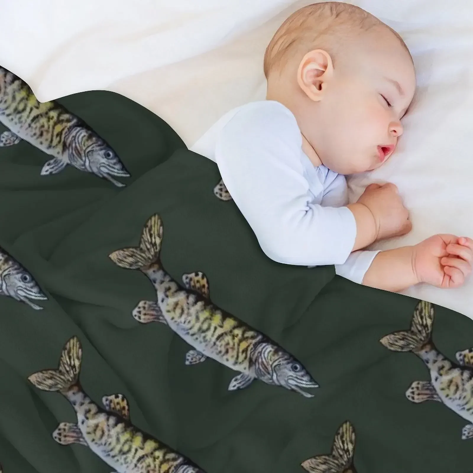 Темно-зеленое одеяло с рисунком мускусной рыбы одеяла украшения диванов тонкие