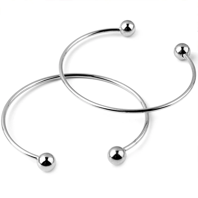 2 Pcs 2022 New Stainless Steel Bracelet Handmade Jewelry Two Beads Men And Women Adjustable Bangle Making Accessories Wholesale