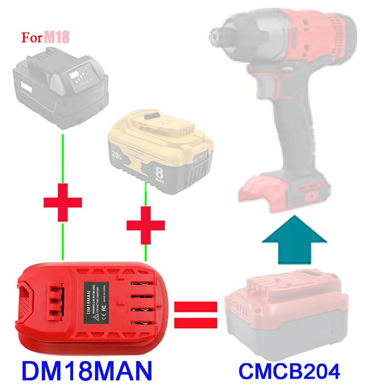 Конвертер адаптера dawupine DM18MAN может использоваться для литий-ионной батареи Milwaukee