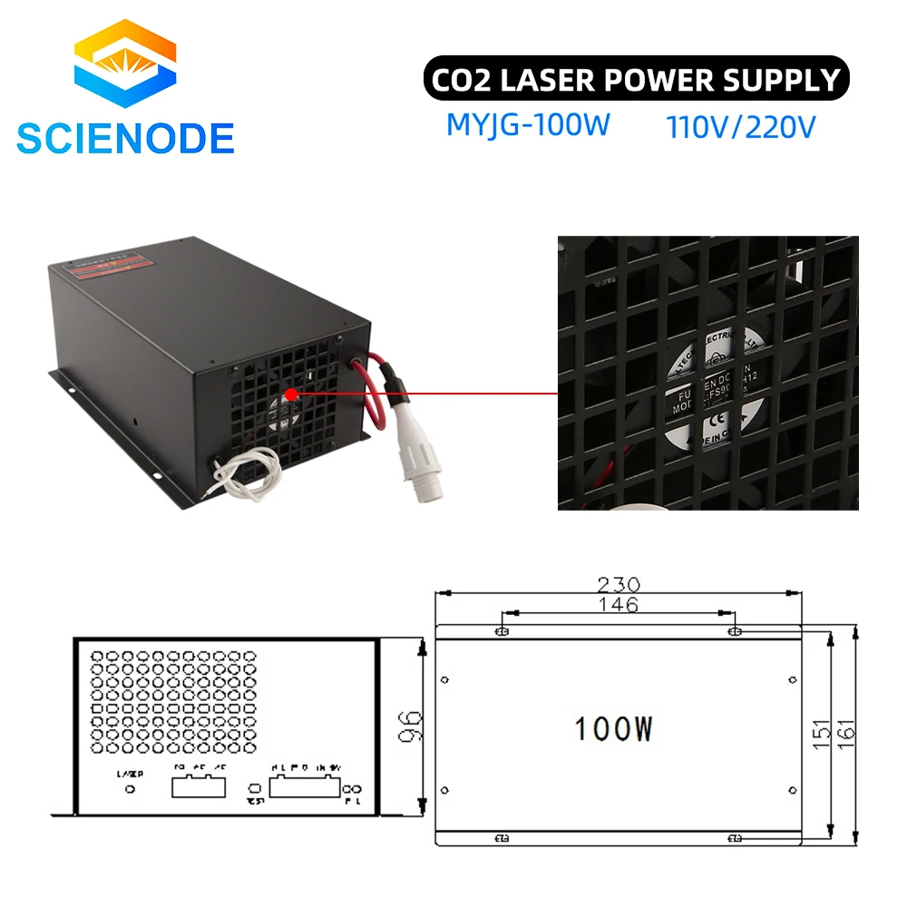 Scienode 100W CO2 Laser Power Supply 80-100W MYJG 110V 220V for CO2 Laser Engraving Cutting Machine MYJG-100W enlarge