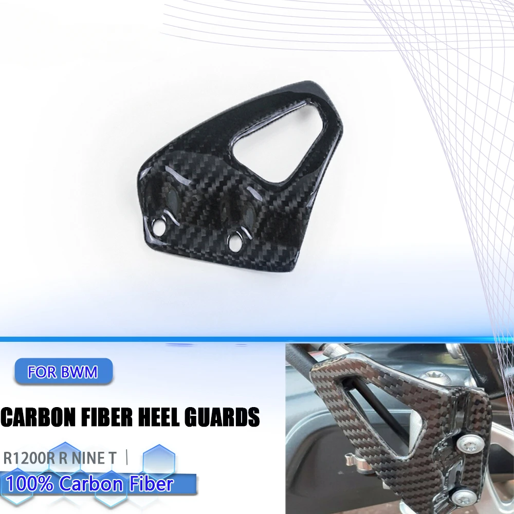 

100% 3K Carbon Fiber Heel Guards board Installation plate for front heel protective foot nails For BMW R NINE T R NineT R9T