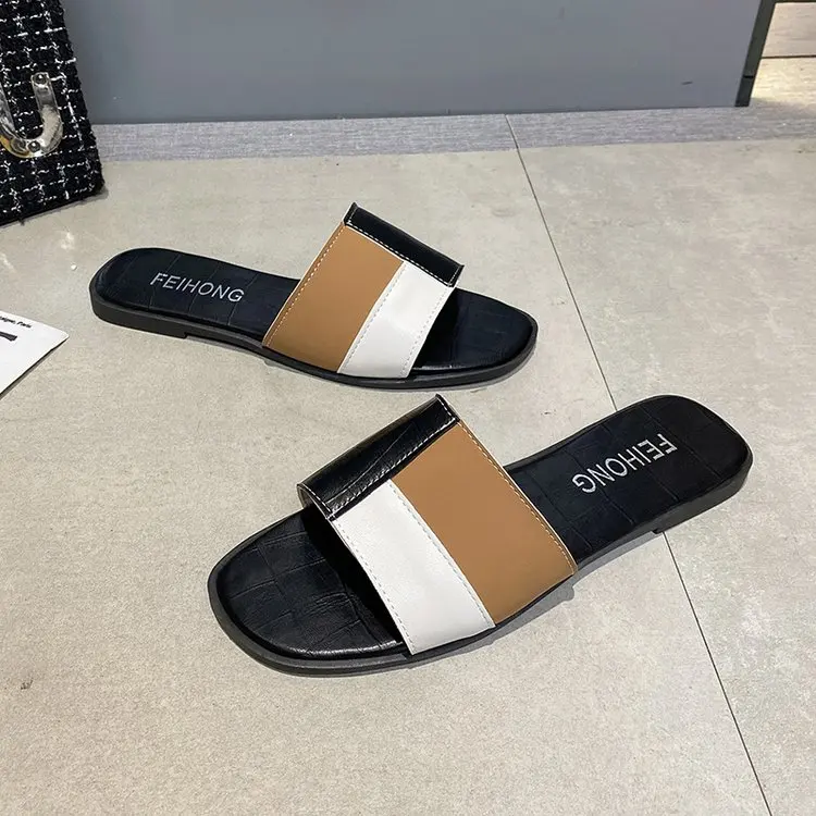 

NEW Fashion Brand Mixed Colors Women Slipper Women Summer Outdoor Casual Beach Slides Slip On Open Toe Flat Slipper Shoes