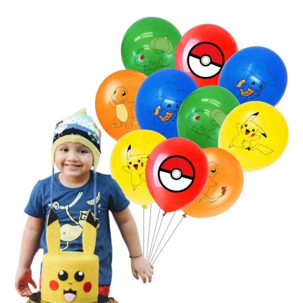 12pcs Pokemon Theme Pikachu 12 Inch Latex Balloons Boys Girls Birthday Party Decorations Toys For Kid Baby Shower Party Supplies