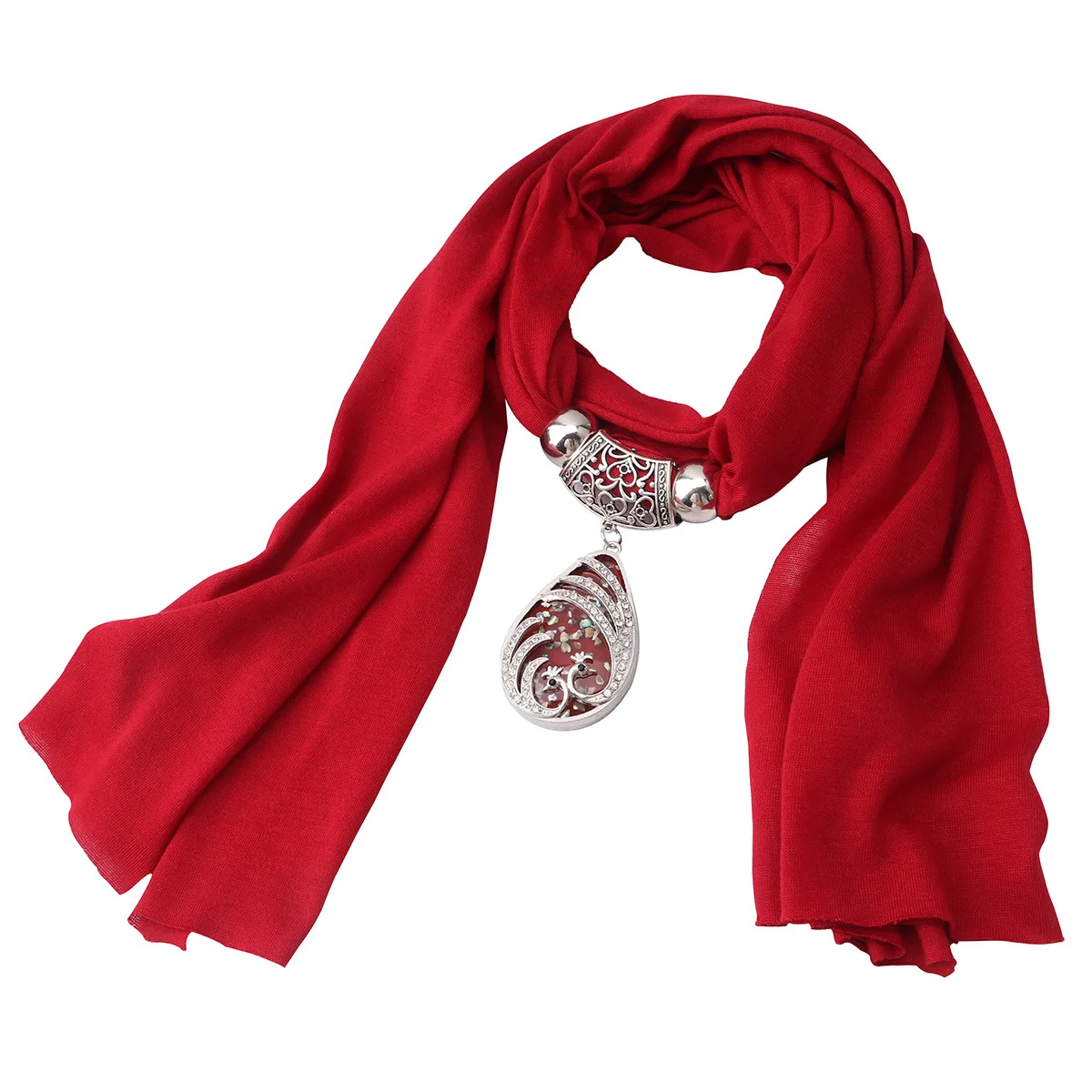 

Оптовая цена, высокое качество, винтажное ожерелье из цинкового сплава с подвеской в виде павлина, шарфы с кисточками из полиэстера для женщин