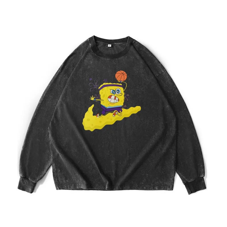 

Dpoy оригинальный дизайн Ретро футболка с круглым вырезом с длинным рукавом 230 г Чистый хлопок 018