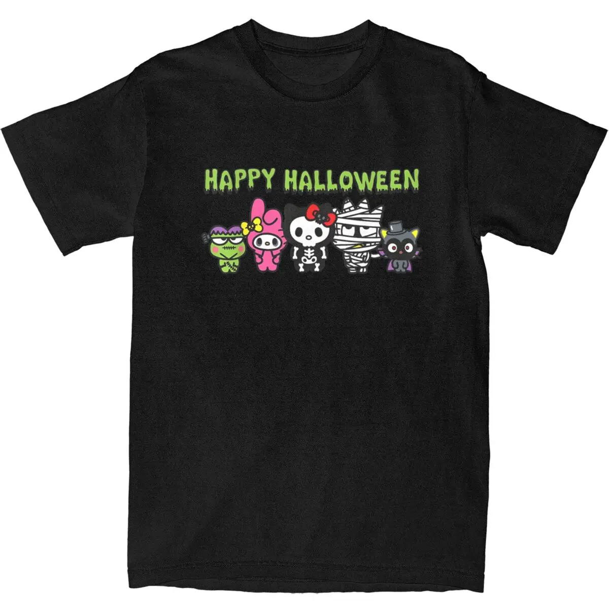 Хэллоуин Hello Kitty Friends Happy футболка мужские Y2K забавные хлопковые футболки летние