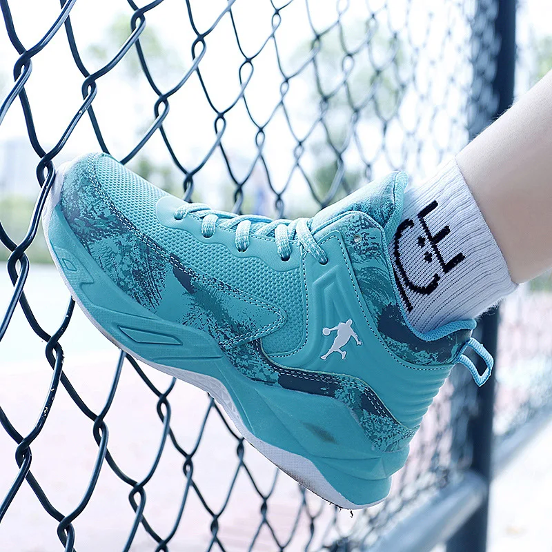 Children basketball shoes four seasons boys shoes big children leisure high top lacing sports training running shoes