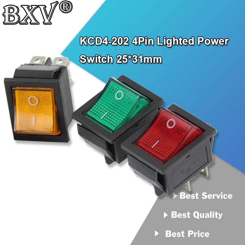 5 шт., фонарь с выключателем питания, 25x31 мм, 20A, 125 В переменного тока, 16A, 250 В переменного тока