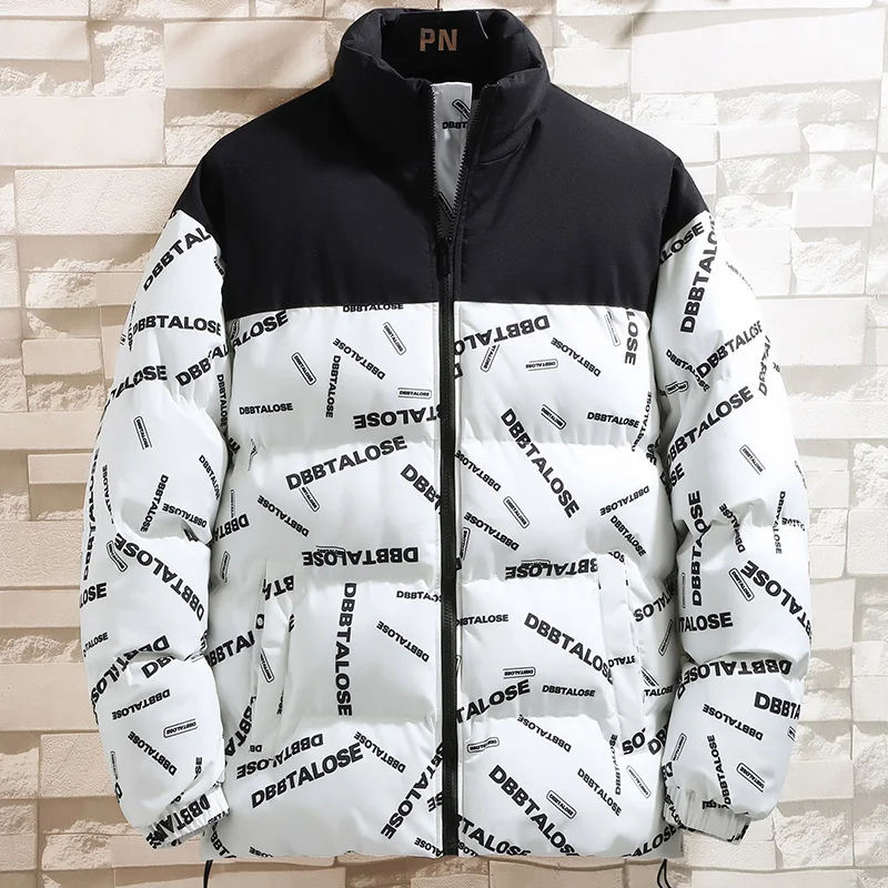 Winter Down Jacket Coat Outwear Men Hip Hop Oversize Padded Bomber Jacket Coat Streetwear Graffiti Jacket Parka Cotton Harajuku
