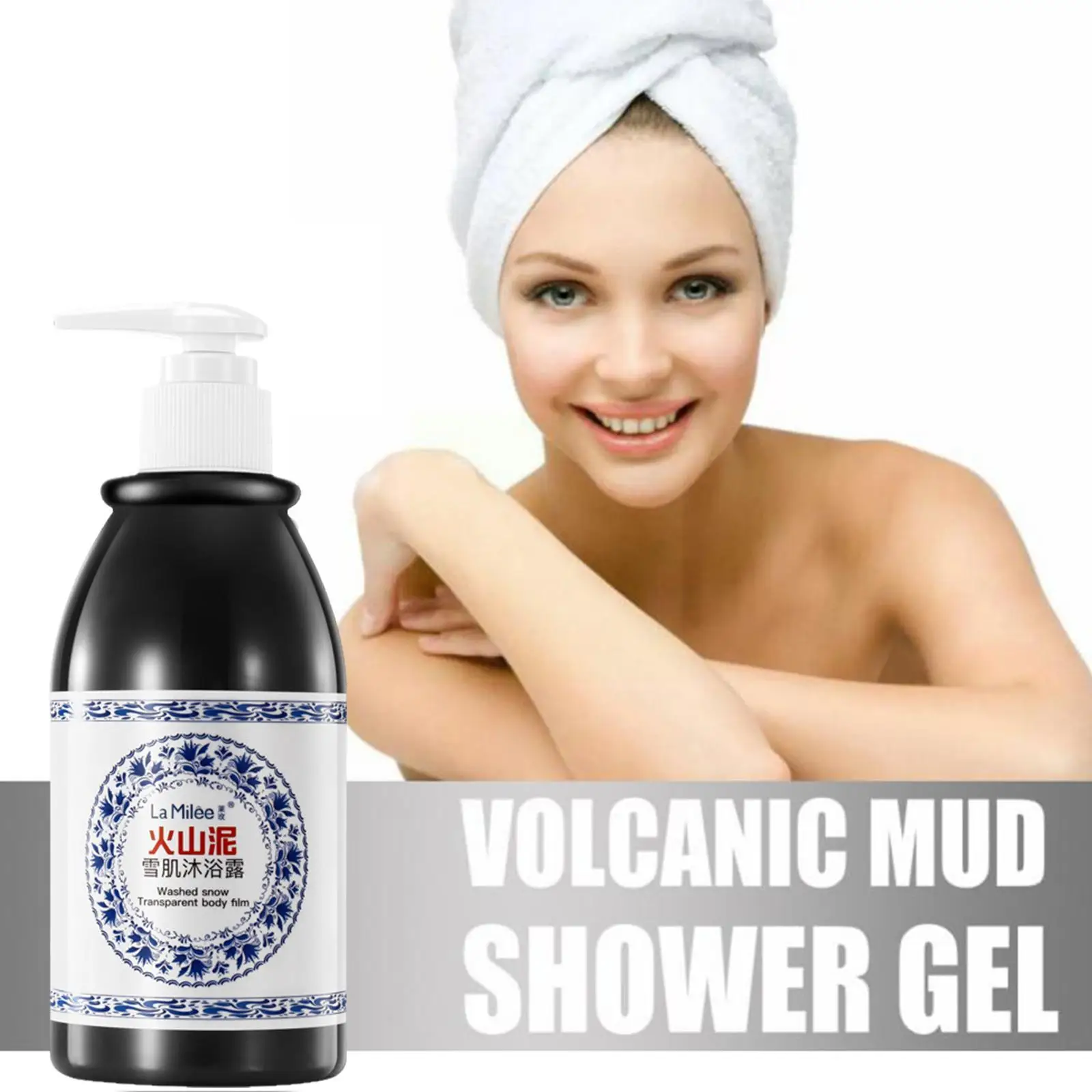 

Volcanic Mud Shower Gel Whitening Skin Deep Clean Moisturizing Cream Gel Care Body Bath Exfoliating 250ml Shower G8D5
