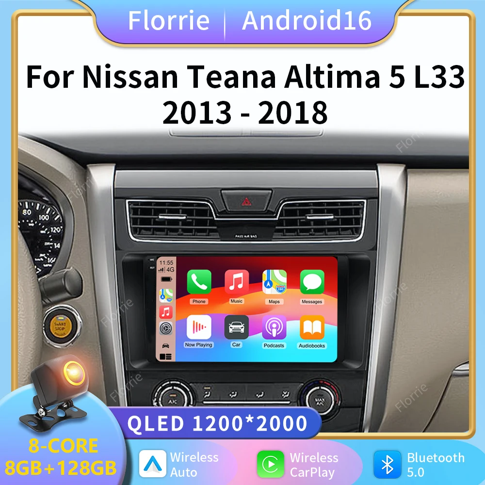 Фото Автомагнитола Android 16 для Nissan Teana 3 Altima 5 L33 2013-2018, стереосистема Qualcomm, DVD, 5G WIFI, мультимедийное головное устройство, 4G LTE, GPS, DSP №1