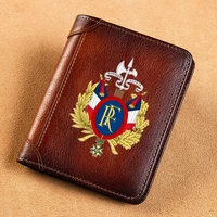 high quality genuine leather men wallets french republic honneur patrie short card holder purse luxury brand male wallet