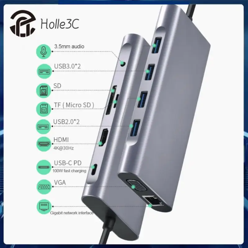 

Aluminum Alloy Usbc Dock Concentrator 1080p@60hz Type-c Docking Station 5gbps 1080p60hz Type C Extensor Pc Accessories Usb-c Hub