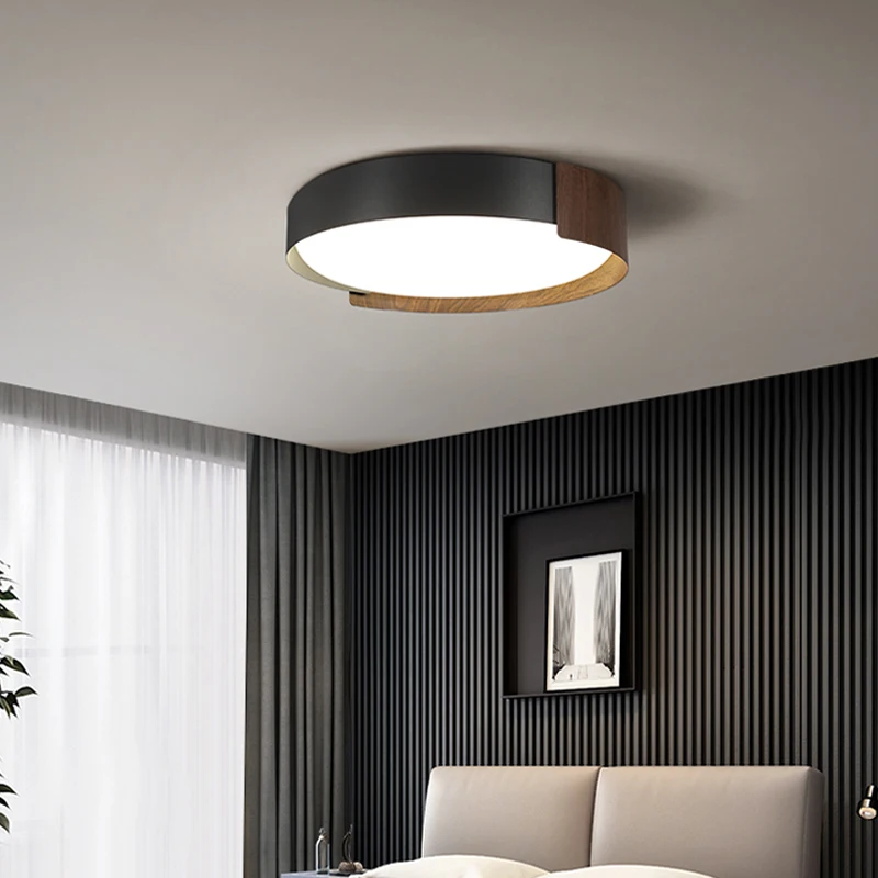 

Минималистичный скандинавский потолочный светильник для спальни, современный минималистичный дизайнерский светильник для основной спальни, светодиодный потолочный светильник из орехового дерева