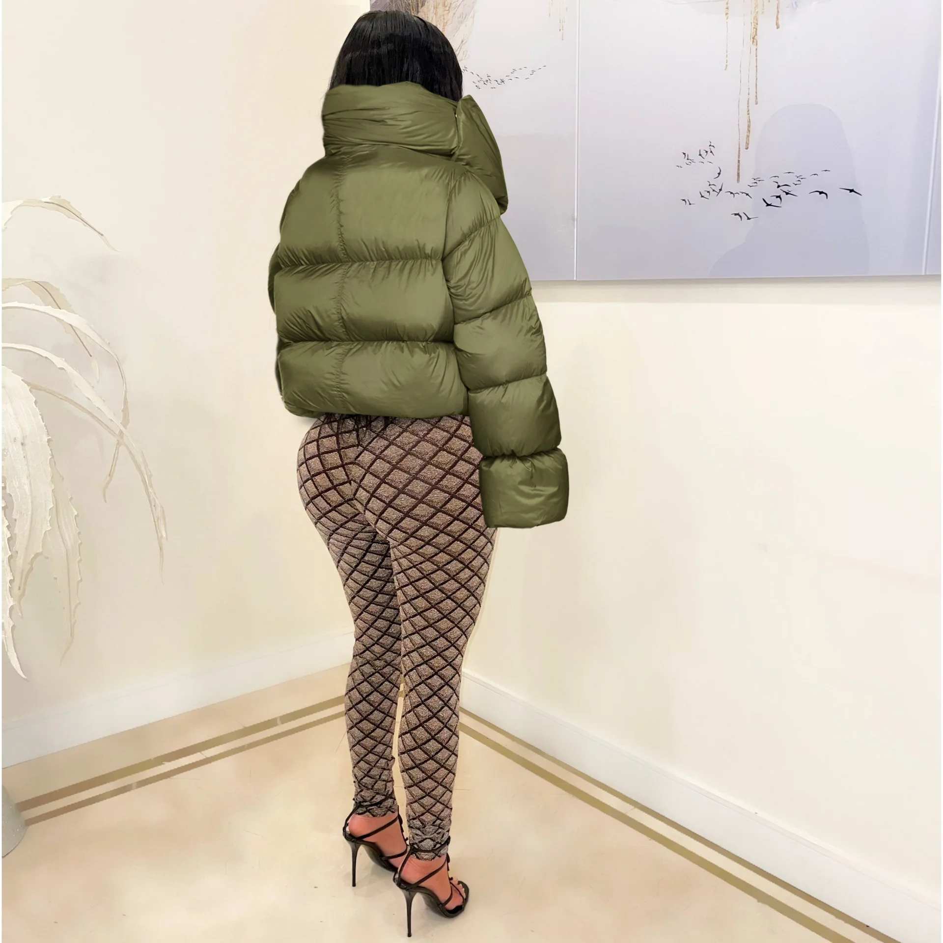 Autumn Winter Fashion Turtleneck Scarf Parkas Coat Women Casual Zipper Long Sleeve Warm Puffer Winter Jacket Women 2022 Clothes