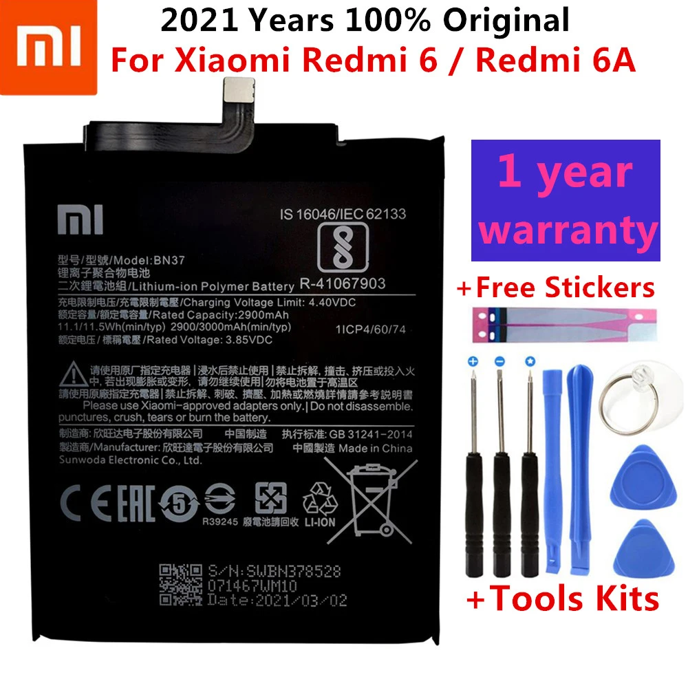 

2900 mAh Phone Battery BN37 for Xiaomi Redmi 6 Redmi 6a High Quality Replacement Bateria Rechargeable Batteries