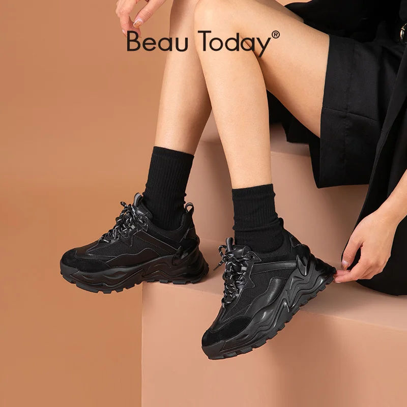 

Массивные кроссовки, Женская сетчатая повседневная спортивная обувь, лоскутные кроссовки на платформе с круглым носком и перекрестной шнуровкой, ручная работа, 29396