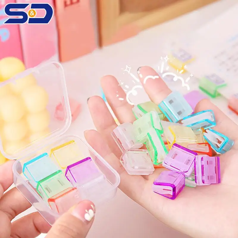 

5Pcs Staples Paperclip Mini Candy Color Paper Clip Transparent Documents Bookmarks File Index Page Holder Clamp Storage Clips